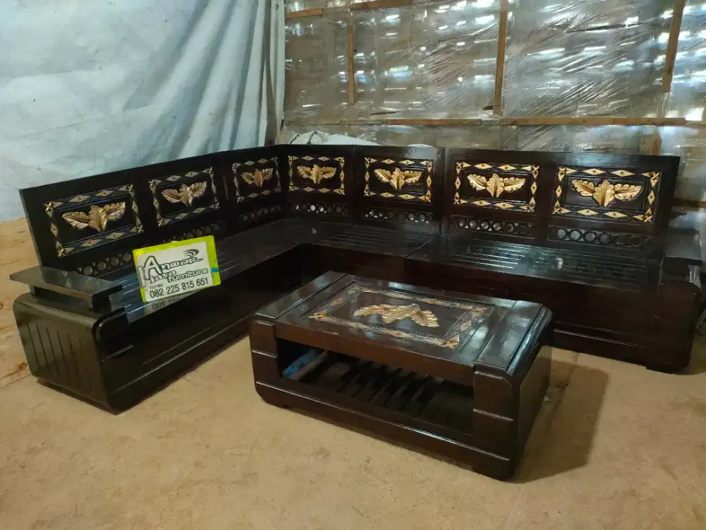 Kursi tamu sudut domini full kayu jati