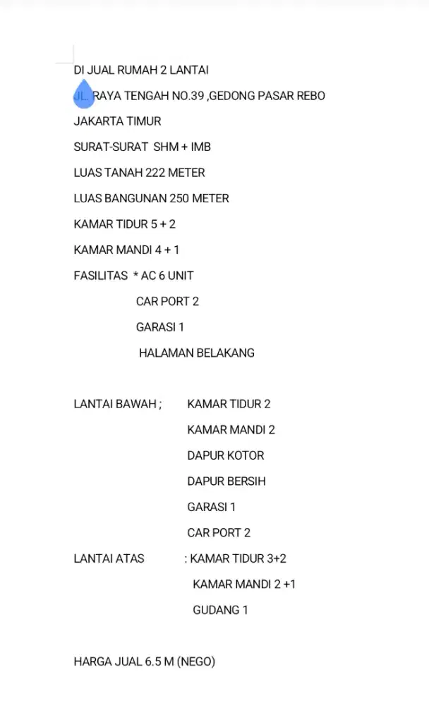Dijual Rumah 2 Lantai