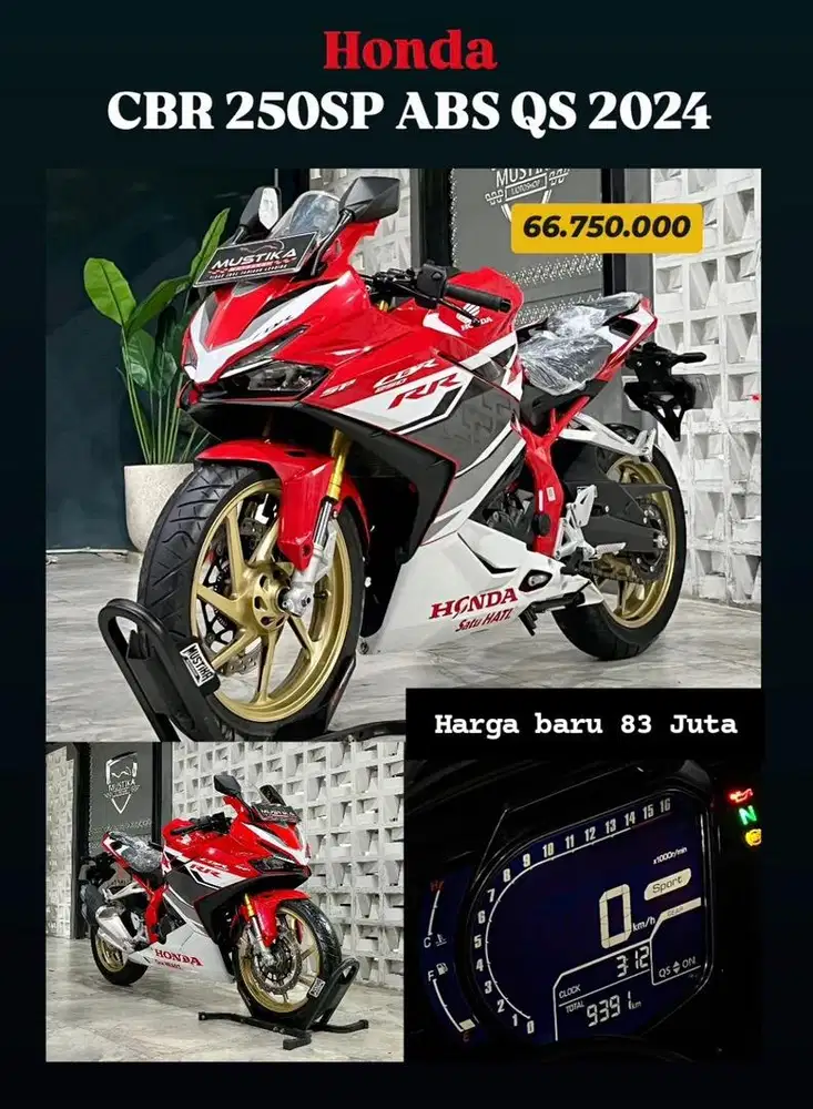 Honda CBR 250RR ABS QS Type Tertinggi thn 2024 Harga Baru 83jt