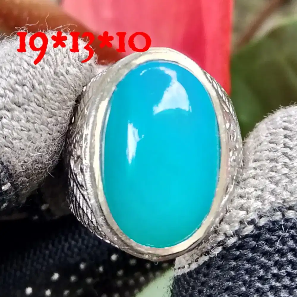Natural bacan Doko bluish full kristal ring alfaka Net Harga