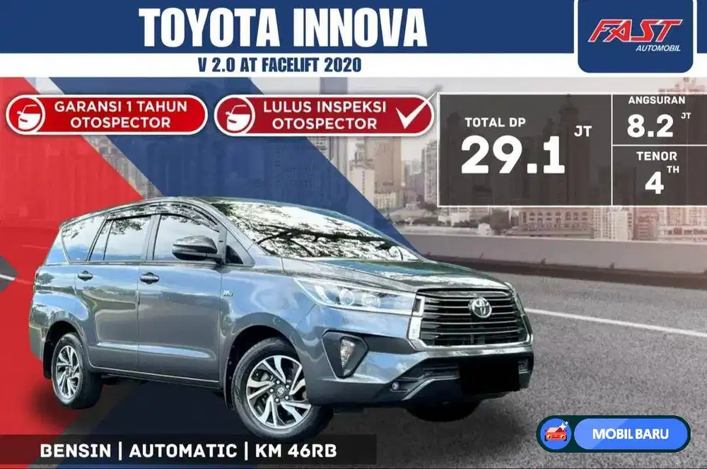TOYOTA INNOVA V 2020 FACELIFT BENSIN 2.0 AT LOW KM.46RB  PAJAK PANJANG