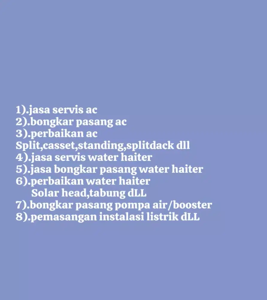 Jasa servis/cuci ac bongkr pasang ac water haiter instalasi ac listrik