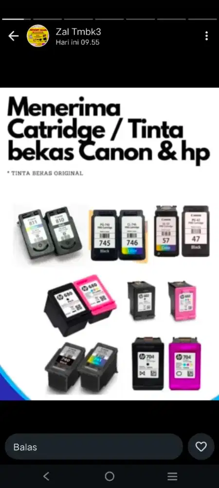 Dicari cartridge printer bekas harga satuan