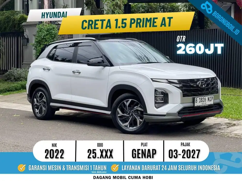 HYUNDAI CRETA PRIME TWO TONE AT 2022 PUTIH LOW KM 25rb PJK PAJANG