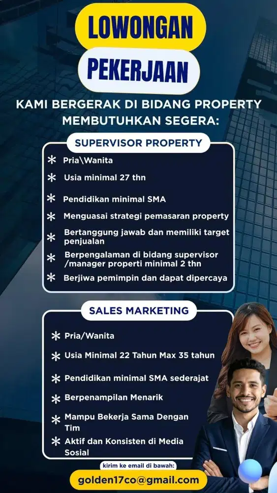 Loker SPV & Sales Property Pekanbaru