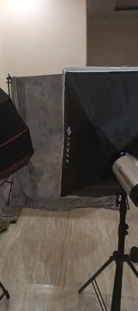 1 set lampu studio + background