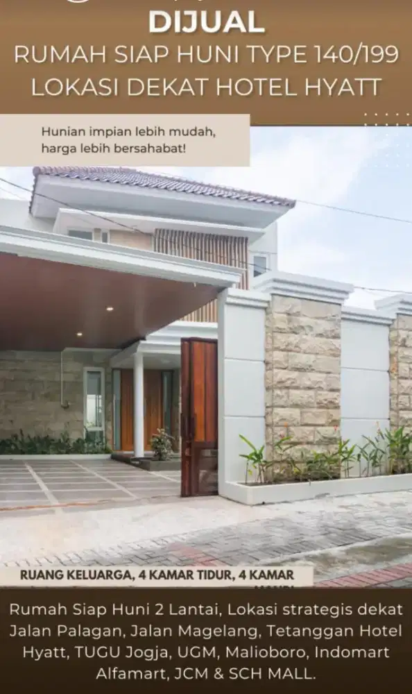 DIJUAL RUMAH LANTAI 2, DEKAT HOTEL HYATT