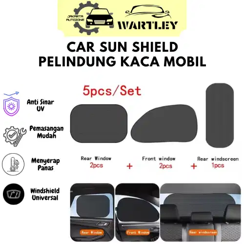 5Pcs Kombinasi Car Sun Shield Jaring Pelindung Kaca Mobil Anti Panas