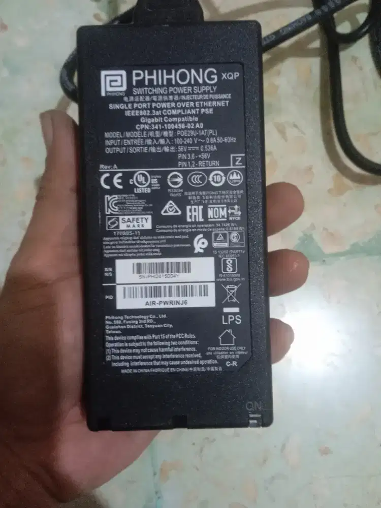 POE Phihong XQP Air-PWRINJ6 56V 0.536a Original