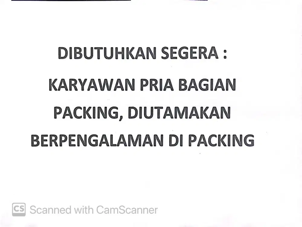 Di Cari Karyawan Pria untuk kerjaan di packing barang