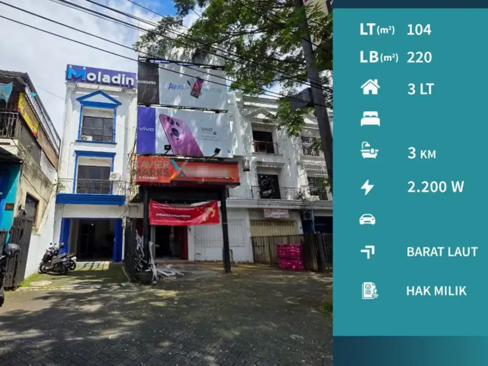 Disewakan Ruko Poros Jalan 3 Lantai di Jl Letjen S Parman Malang