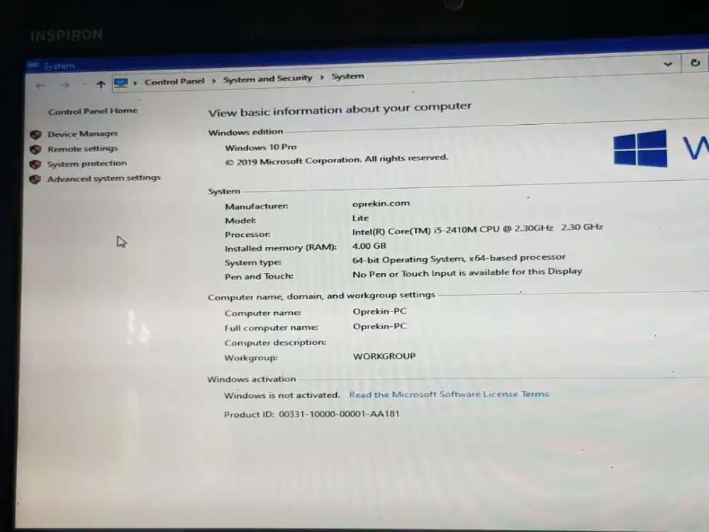LAPTOP DELL VOSTRO 3350 Processor Core I5-2410M .