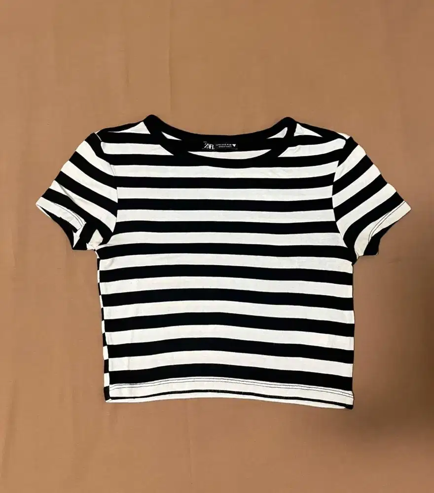 crop stripe zara wanita