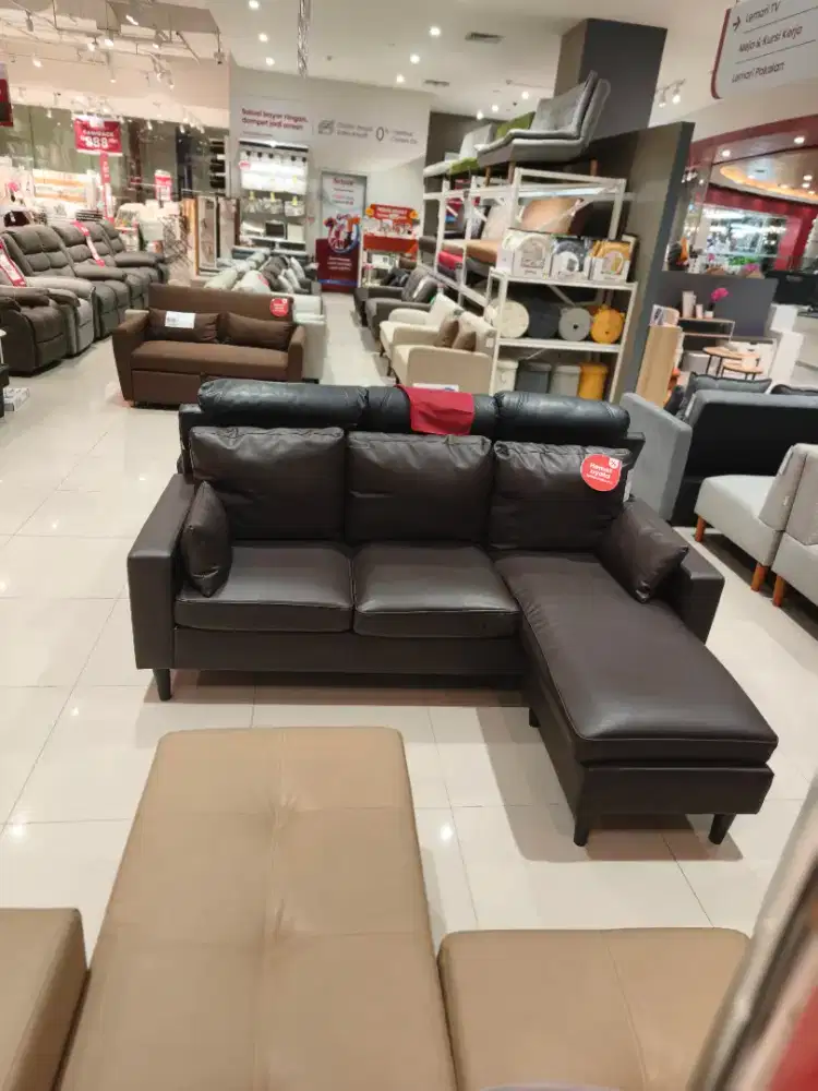 Sofa L 3 Seater Kulit Murah