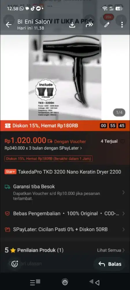 Hairdryer takeda 2200 w