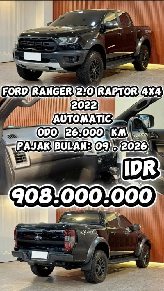 [ ODO 26.000 KM ] FORD RANGER 2.0 RAPTOR 4X4 2022 AT BERGARANSI