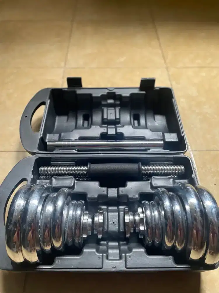 Barbel/dumbbells set adjustable chrome 20kg + box