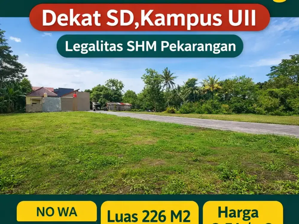 Tanah Jogja 2 Menit SD Bias Kaliurang SHM Pekarangan