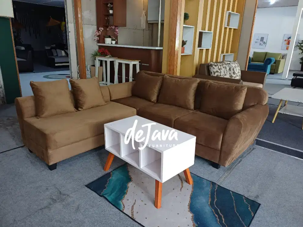 Sofa L minimalis + meja . Free antar jogja
