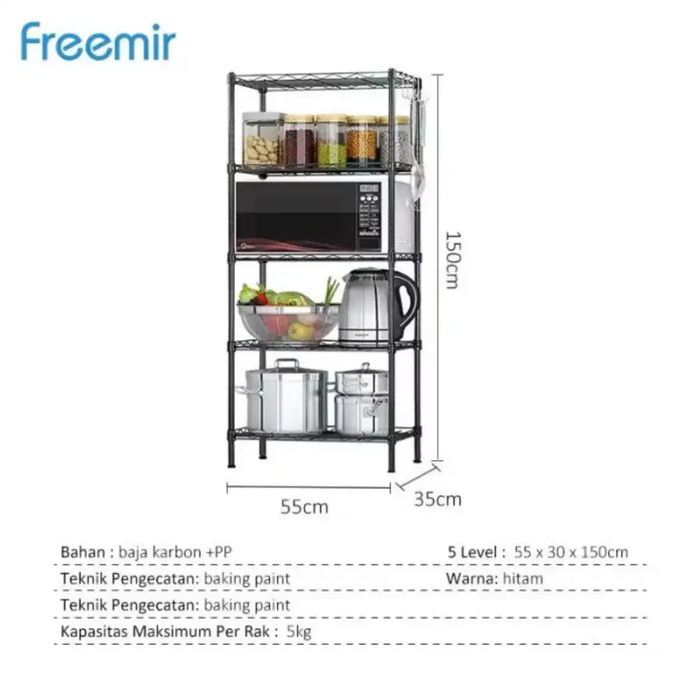 Rak besi 5 susun serbaguna