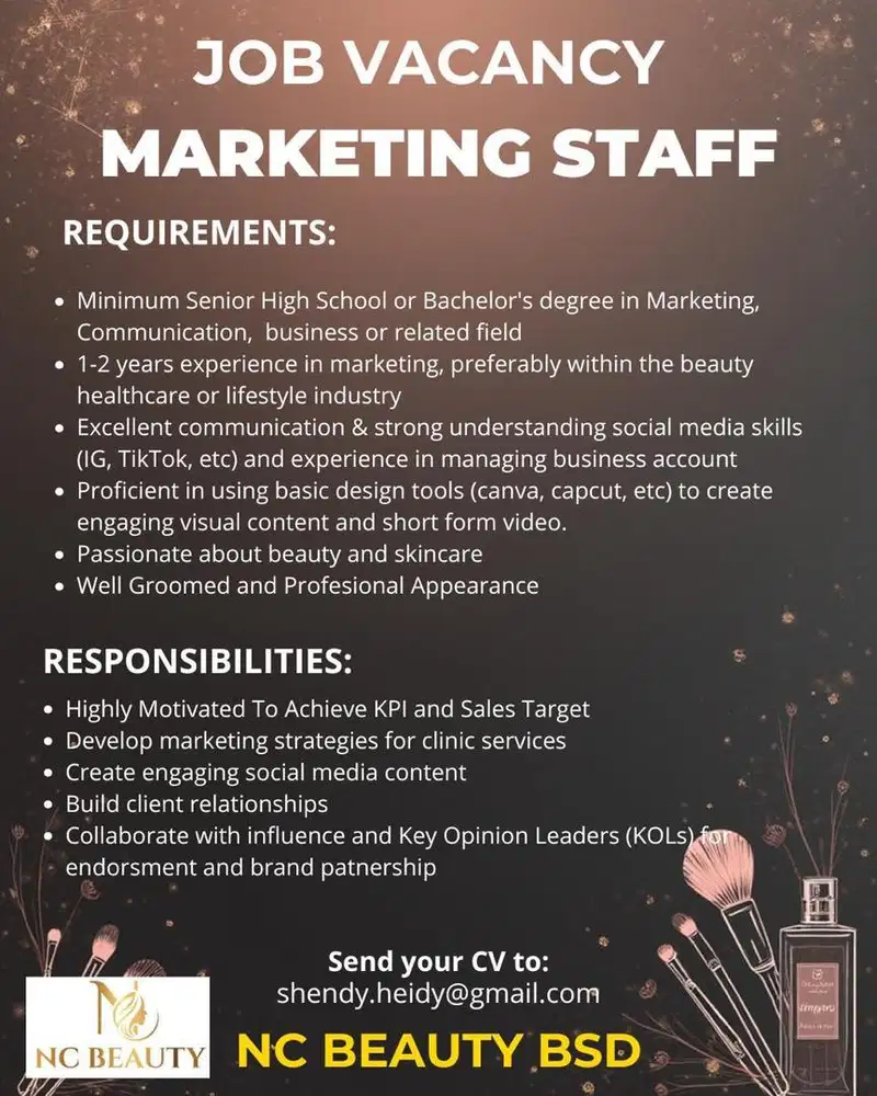 Job Vacancy Marketing Staff NC Beauty BSD