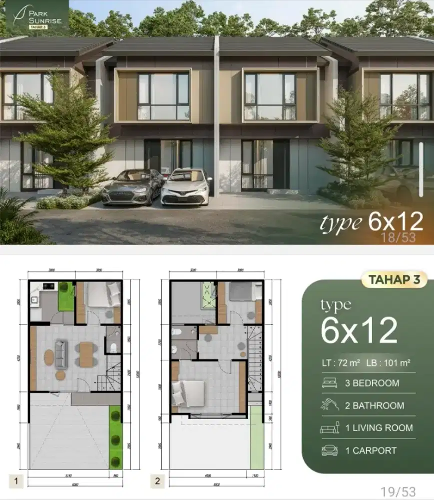 Park Sunrise Hunian 2 Lantai Surabaya Timur Akses Mudah ke MERR