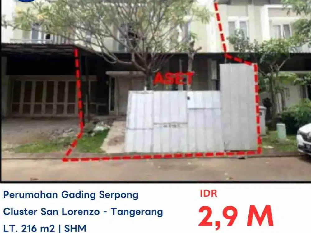 LELANG RUMAH DI ILLAGO -SAN LORENZO PARAMOUNT LAND GADING SERPONG TANGERANG