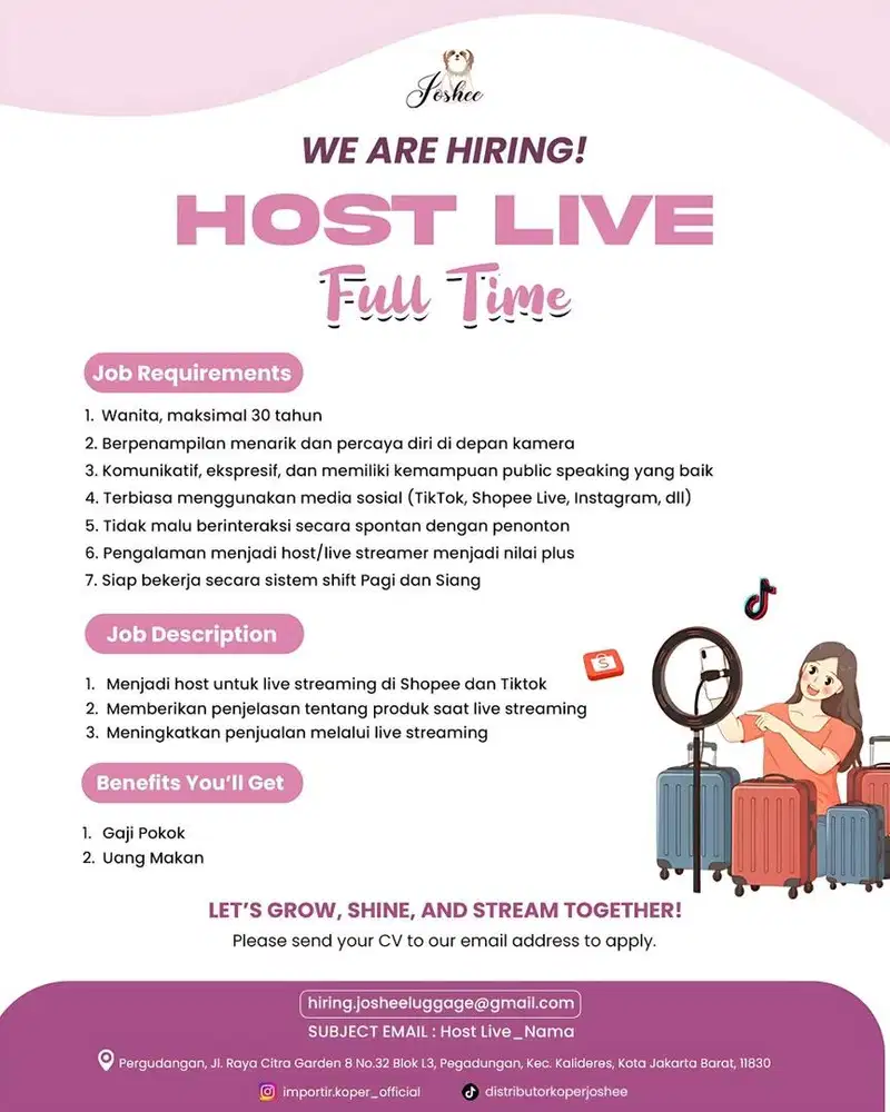 Lowongan Pekerjaan Host Live Streaming