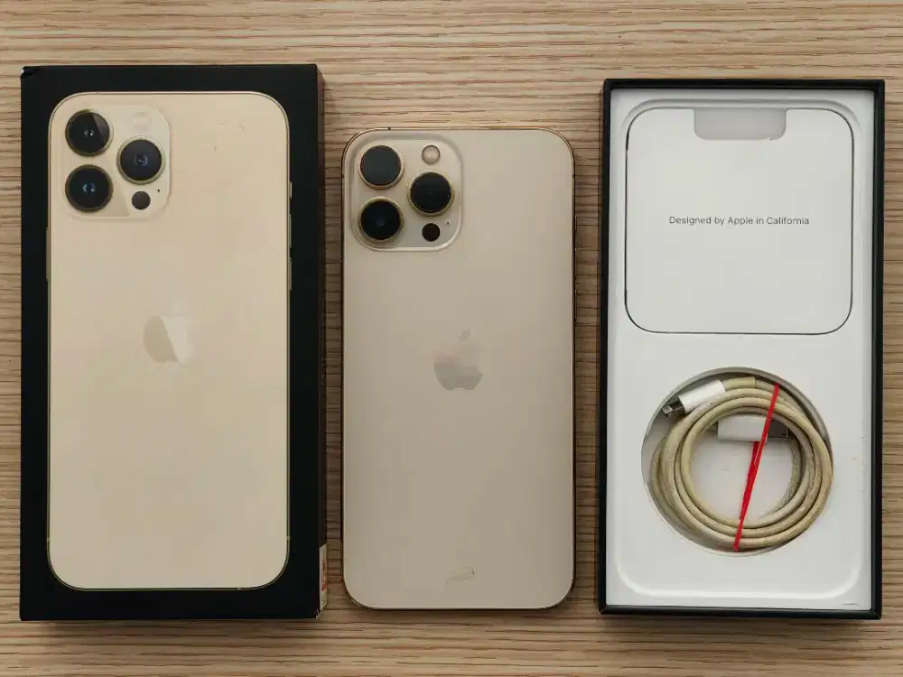 IPHONE 13 PRO MAX GOLD 128GB MULUS FULLSET EX RESMI DIGIMAP + CASE