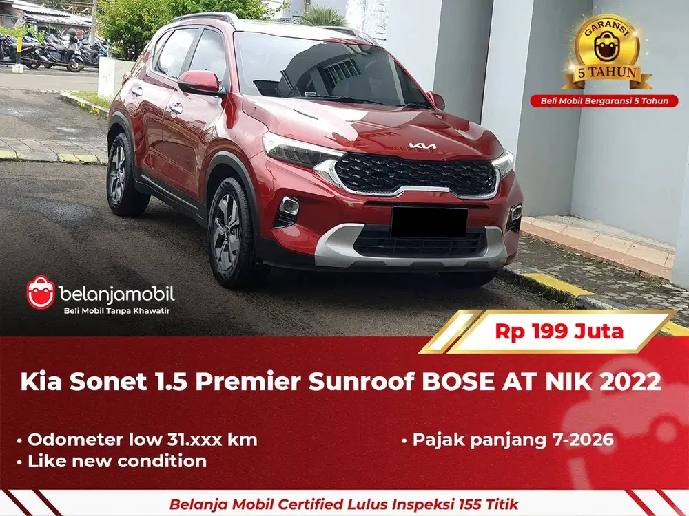 [ GARANSI 5TH ] Kia Sonet 1.5 Premier Sunroof BOSE AT 2022/2023