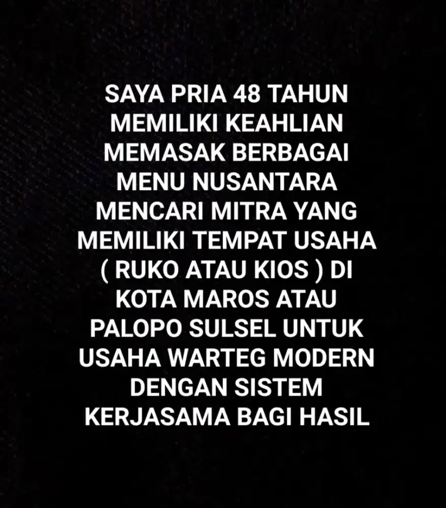 KERJASAMA USAHA WARTEG MODERN