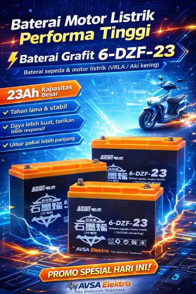 Baterai Motor Listrik 6-DZF-23 12V 23Ah – NOS | AVSA Elektro