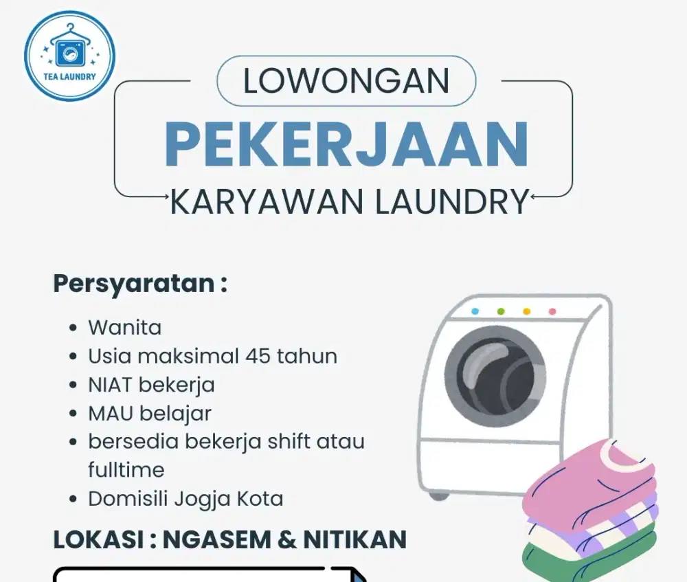 Lowongan Kerja Pegawai Laundry