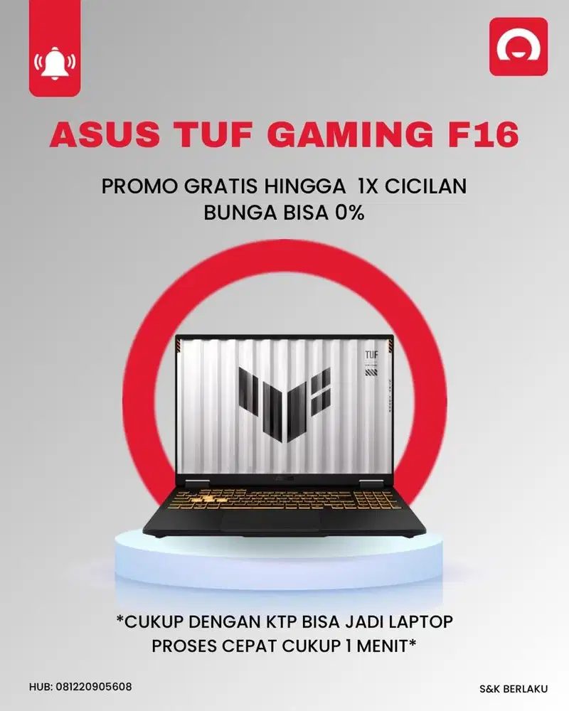 Cash kredit Asus tuf gaming F16 promo laptop 0% gratis 1x cicilan