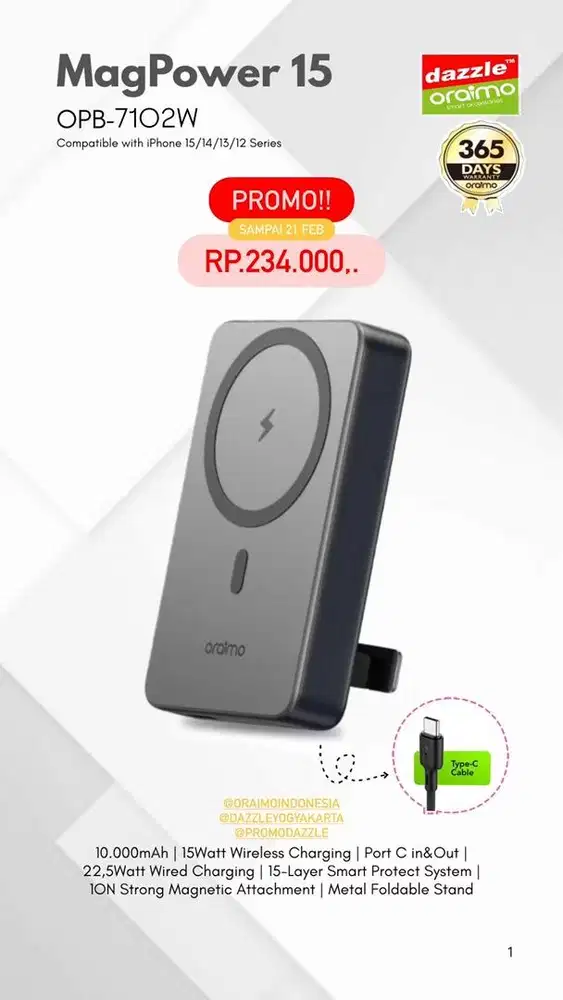 Powerbank Magsave Oraimo OPB-7102W