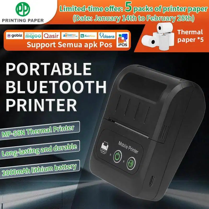 printer struk thermal bluetooth mobile VeSC 58S ukuran kertas 58mm