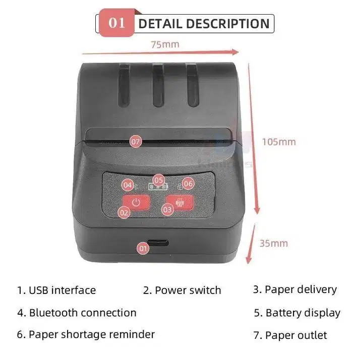 printer kasir bluetooth thermal 80mm 2000mah VYN 80M black NEW