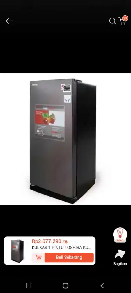 kulkas toshiba 1 pintu