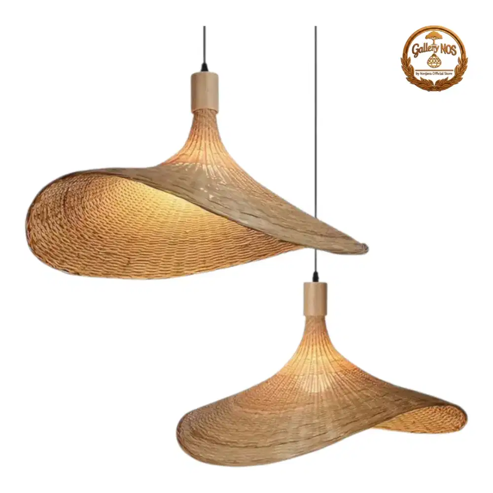 Lampu Hias Gantung Rotan Anyaman Handmade Estetik Natural