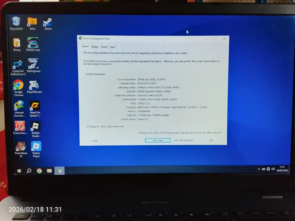 asus x505z AMD RYZEN 5