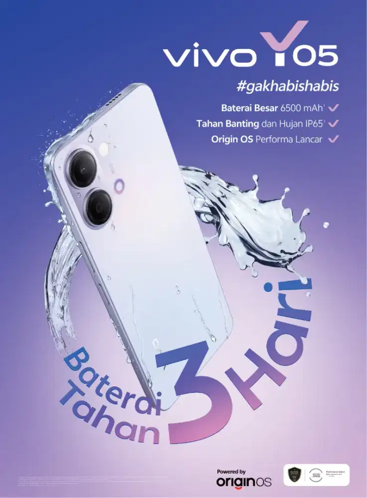 New arival Vivo Y05 dengan batrai 6500mah dan tahn bNting extrem