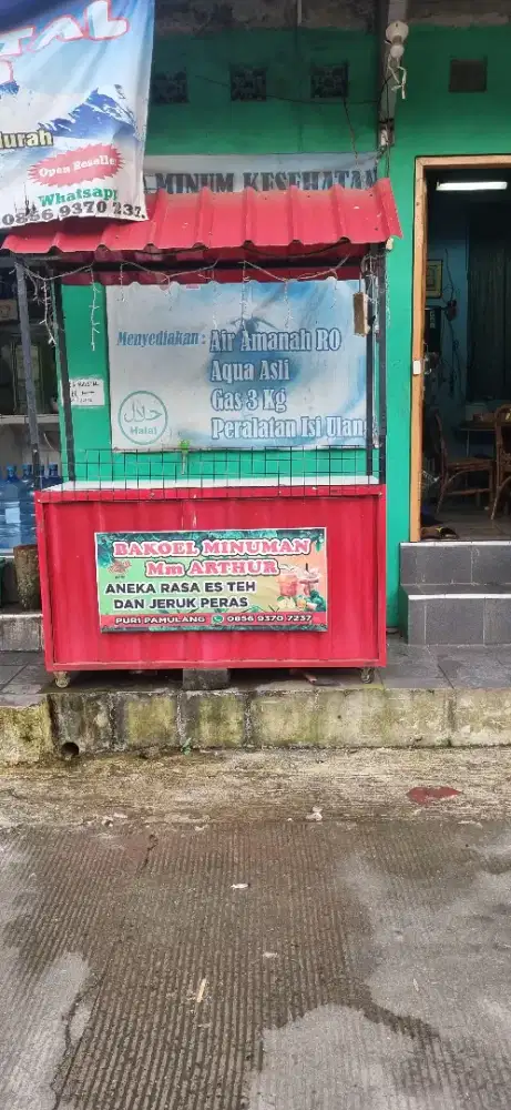 Booth Minuman uk 140 x 60 bahan besi holo dan spandex