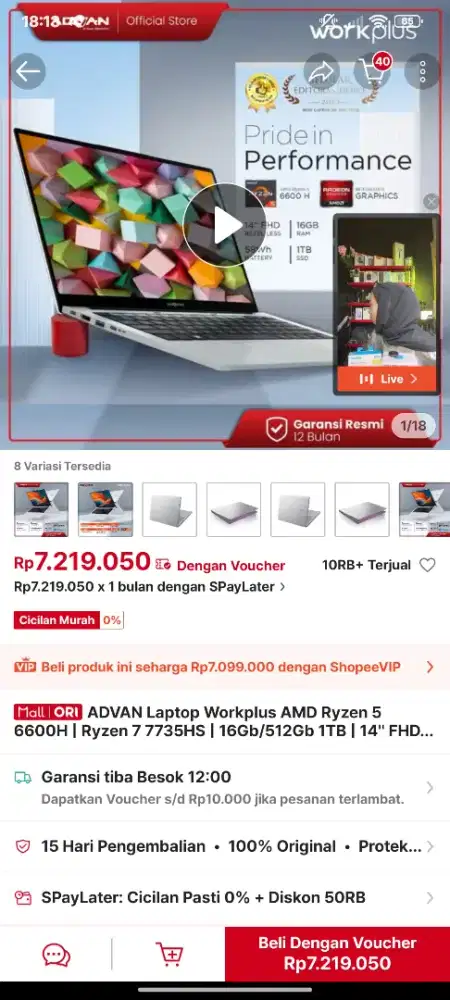 Advan Workplus Ryzen 5 6600H