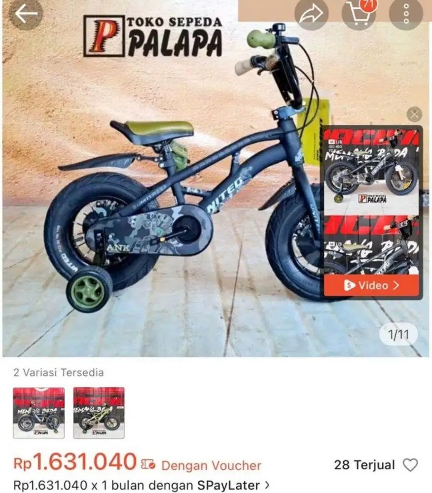 Sepeda anak United Tank 16inch