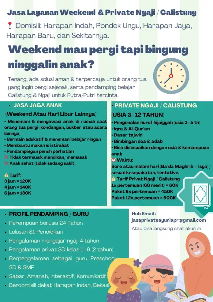 Jasa Pendampingan & Private Anak Harapan Indah dan Sekitarnya