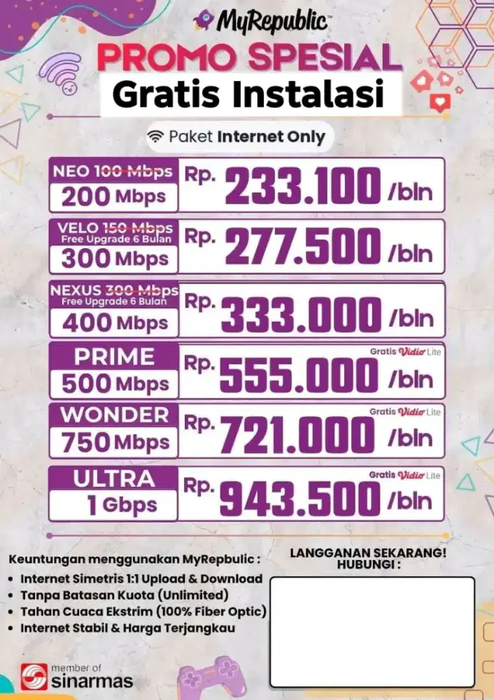 Wifi Gratis Instalasi dan Cashback 25% (bulan pertama).