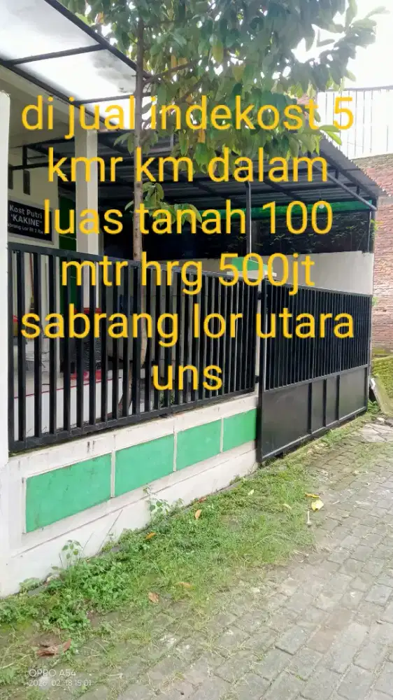 Di jual rmh indekost utara kampus uns barat isi 2