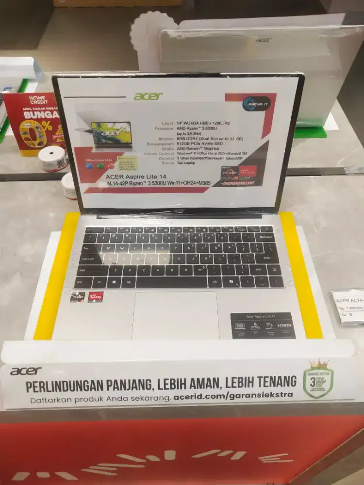 Laptop Acer Aspire Lite 14 Ryzen 3 5300U,Bisa cicilan pakai Homecredit