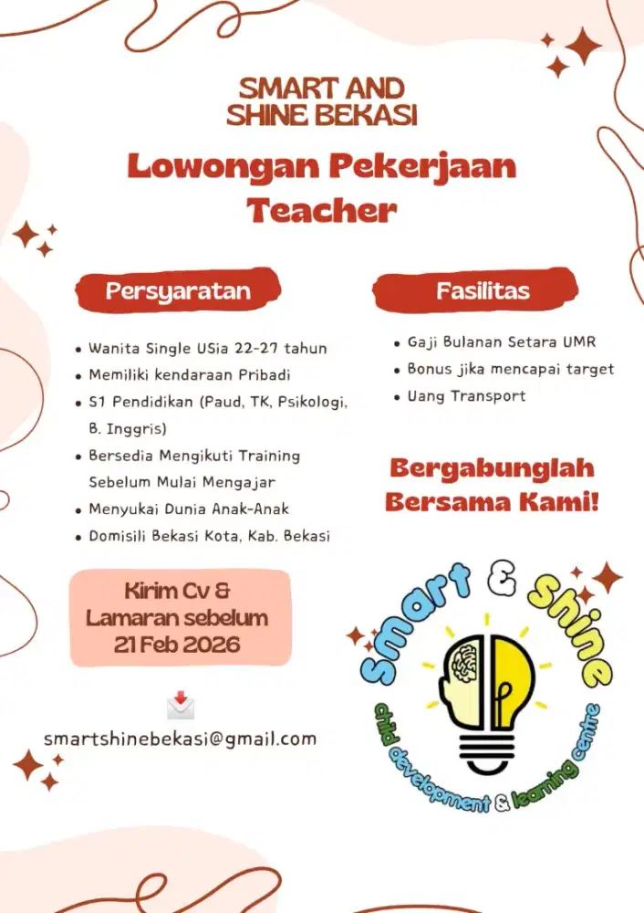 Dibutuhkan tenaga pengajar