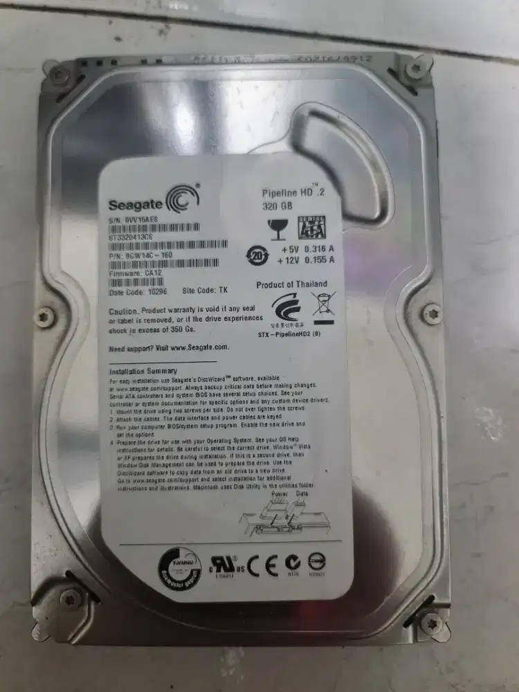 Hardisk seagate 320 gb kondisi normal segel